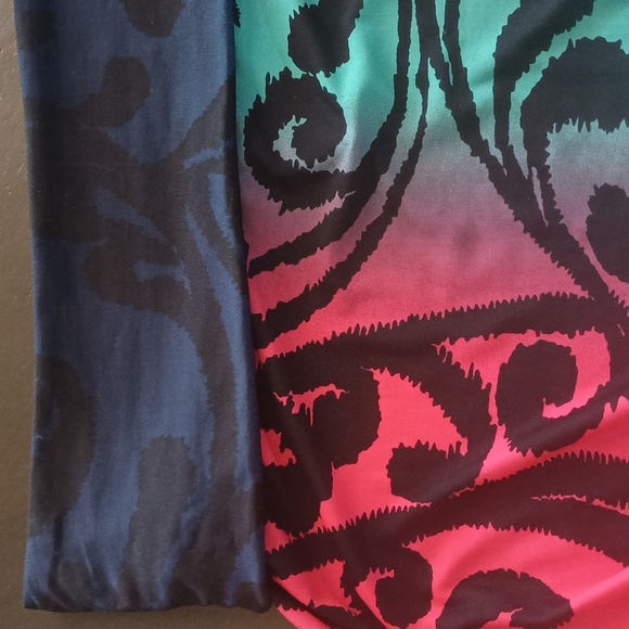 Black Stencil Ombre Stripe Boho Stretch Maxi Skirt - Picture 4 of 8